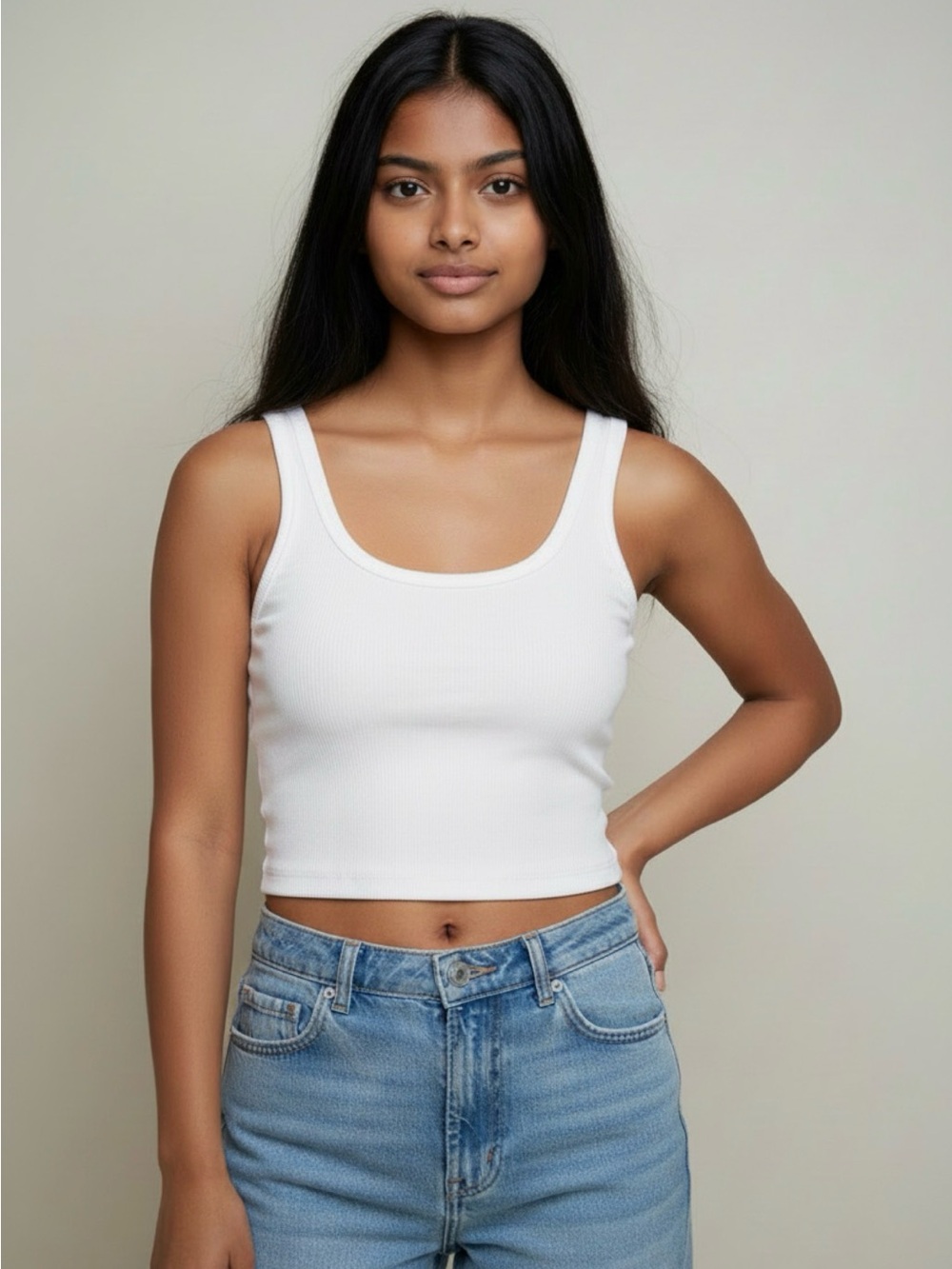 PINK Victoria Secret White Ribbed Tank Top XS/XP